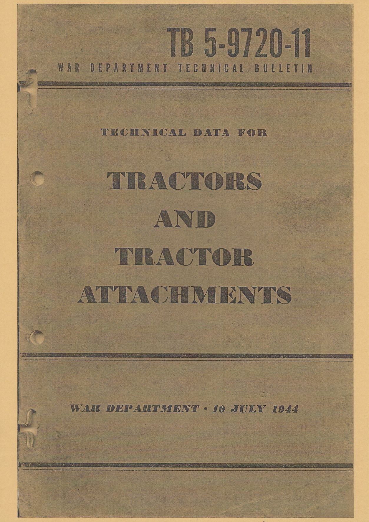TB 5-9720-11 TECHNICAL DATA FOR TRACTORS AND ATTACHMENTS